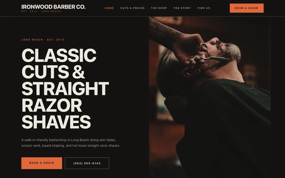 Ironwood Barber Co. website preview