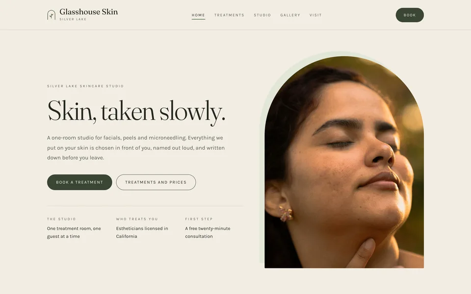 Glasshouse Skin website preview